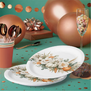 Assiette en papier à motif floral bohème automnal