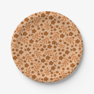 Assiette en papier à motif floral brun Ditsy Vai