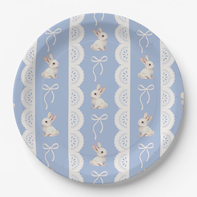 Assiette en papier à motif ruban de dentelle et la (Devant)