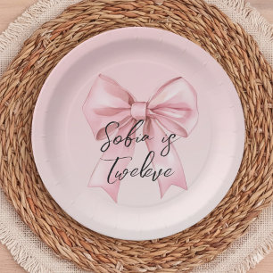 Assiette en papier anniversaire Douze ans avec nœu