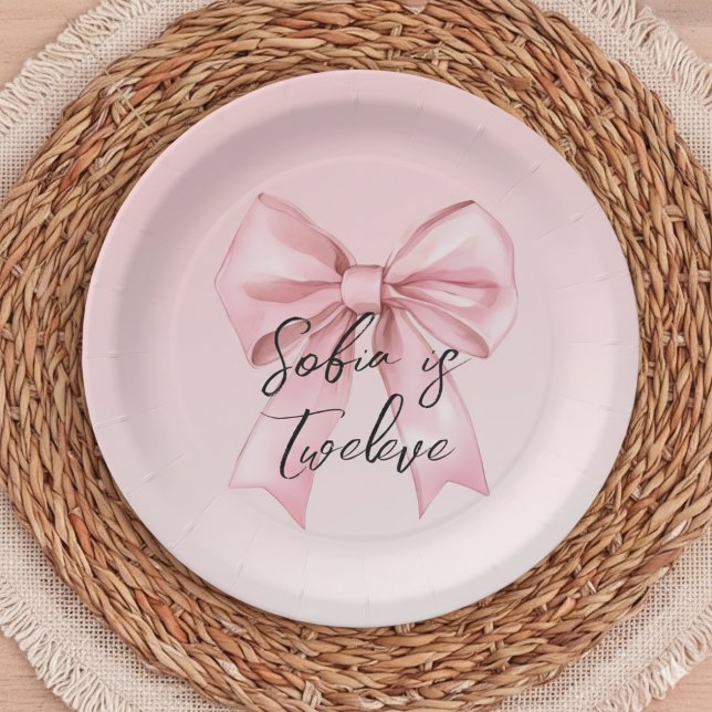 Assiette en papier anniversaire Douze ans avec nœu (Créateur téléchargé)