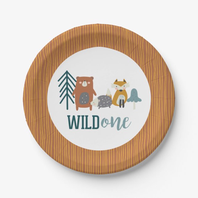 Assiette en Papier Anniversaire Premier "Wild One" (Devant)