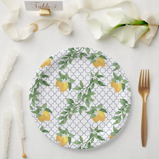 Assiette en papier au citron d'Amalfi (Mariage)