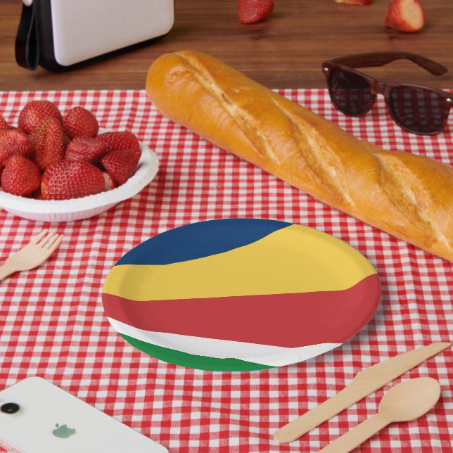 Assiette en papier aux couleurs des Seychelles (Pique-nique)