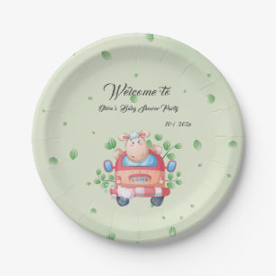 Assiette en papier Baby Shower Agneau Bébé Mignon