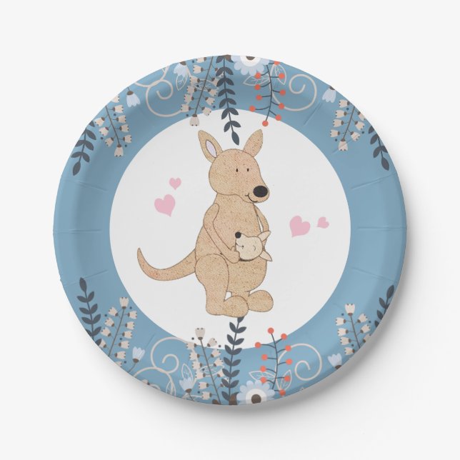 Assiette en papier Baby Shower Boho Kangourou (Devant)
