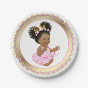 Assiette en papier Baby Shower Princesse Afro-Amér