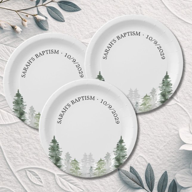 Assiette en papier Baptême d'hiver de montagne (Créateur téléchargé)