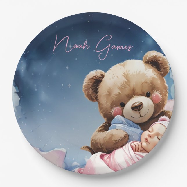 Assiette en Papier Bébé Garçon Twinkle Star (Devant)