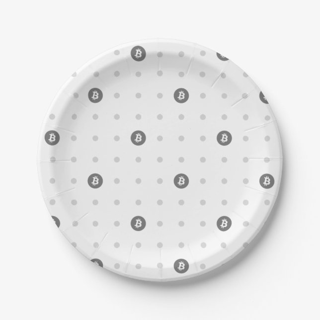 Assiette en papier Bitcoin à pois (petite) (Devant)