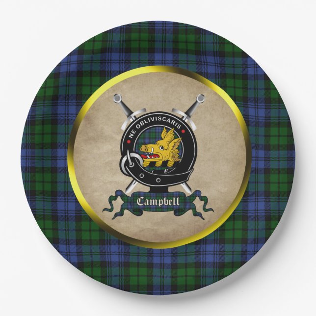 Assiette en papier blason du clan Campbell (Devant)