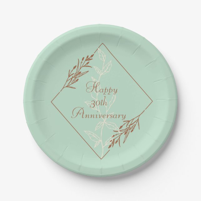 Assiette en papier bleu clair élégant avec marron (Devant)