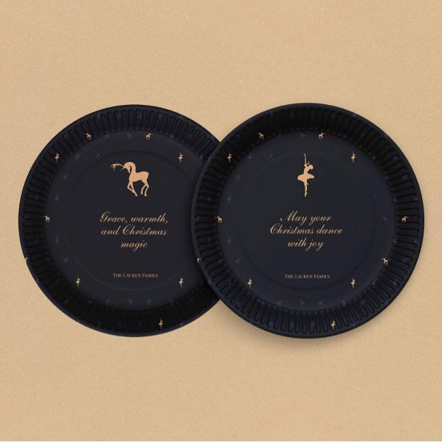 Assiette en papier bleu foncé élégant classique (Créateur téléchargé)