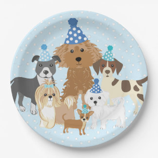 Assiette en papier bleue pour fête d'anniversaire