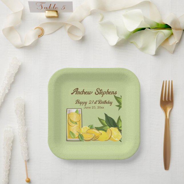 Assiette en papier boisson estivale au citron (Mariage)