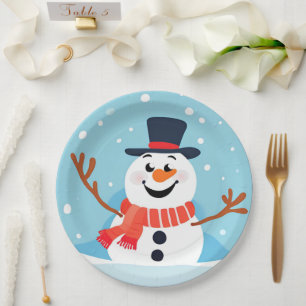 Assiette en papier Bonhomme de neige Noël Fête