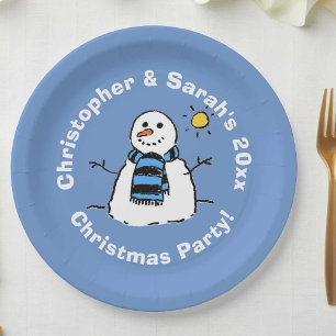 Assiette en papier bonhomme de neige personnalisée