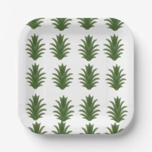 Assiette en papier botanique à feuille verte minim