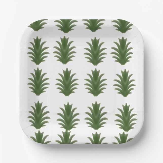 Assiette en papier botanique à feuille verte minim (Recto)