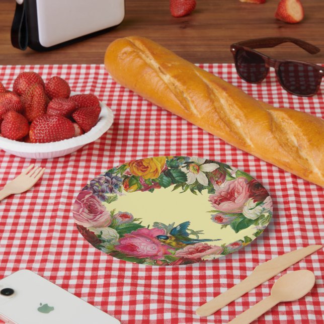 Assiette en papier Bouquet de printemps (Pique-nique)