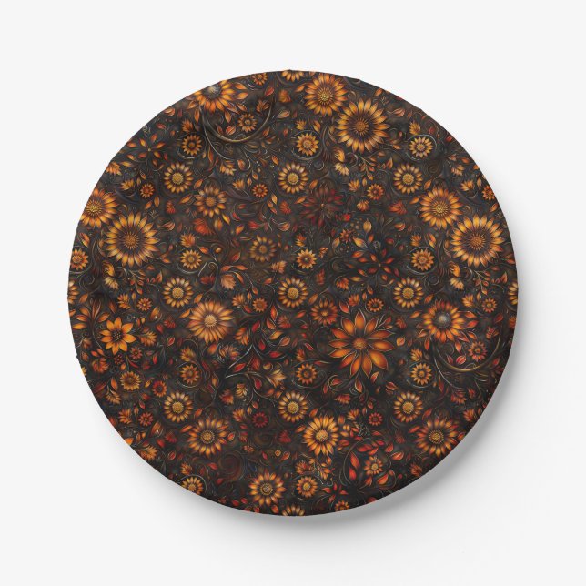 Assiette en papier Bronzage Automne Vignes (Devant)