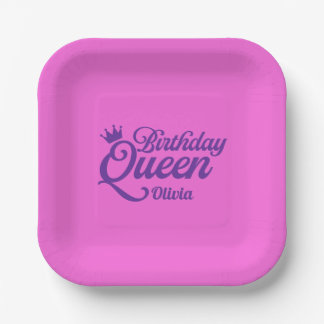 Assiette en papier carré pour la Reine d'anniversa