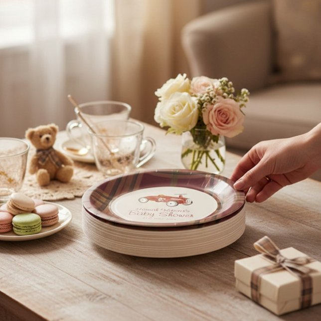 Assiette en papier carreaux de bébé pour la course (Créateur téléchargé)