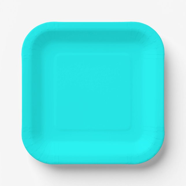 Assiette en papier carrée cyan uni 7" pour fête (Recto)