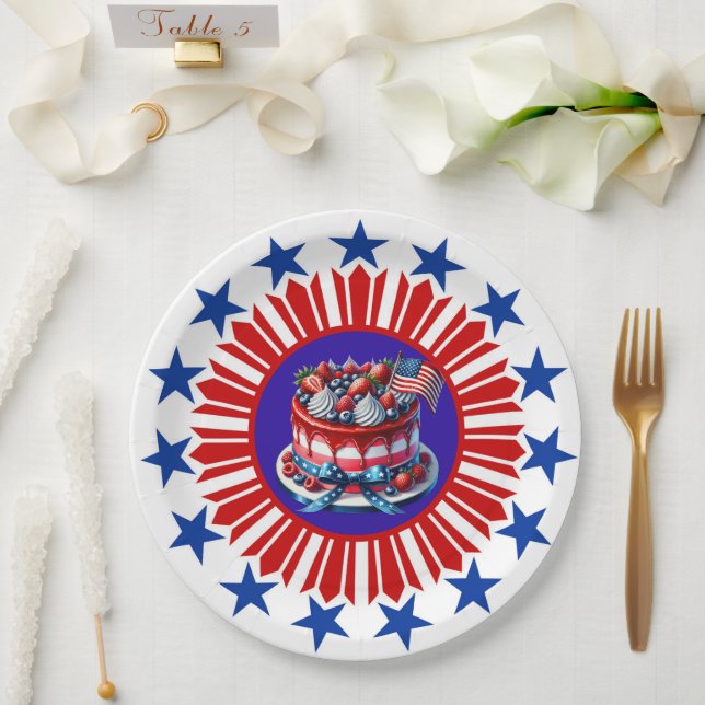 Assiette en papier Celebrate America (Mariage)
