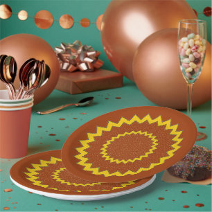 Assiette en papier - Cercles concentriques en zig-