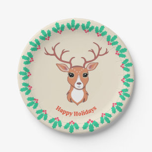 Assiette en papier Cerf de Noël