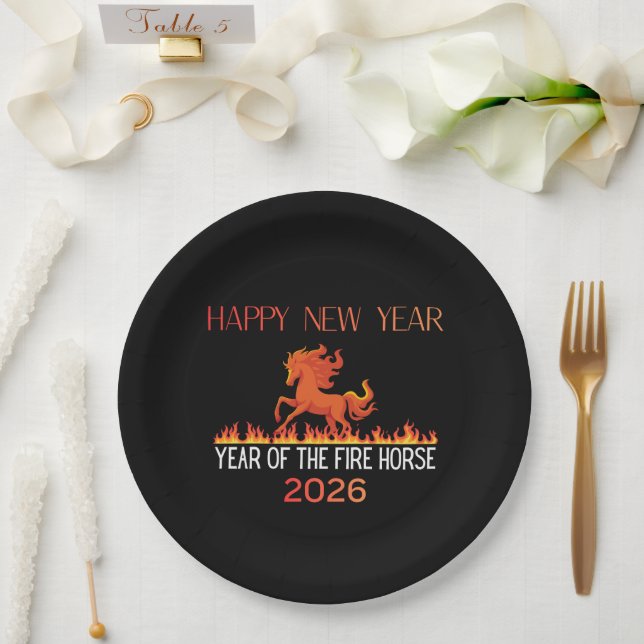 Assiette en papier Cheval de Feu (Mariage)