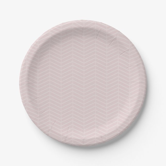 Assiette en papier Chevron rose (Devant)