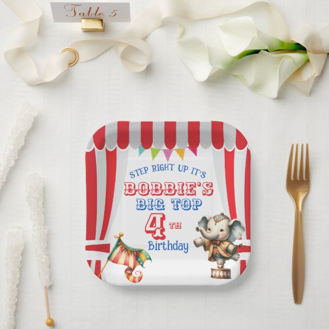 Assiette en papier cirque Big Top (Mariage)