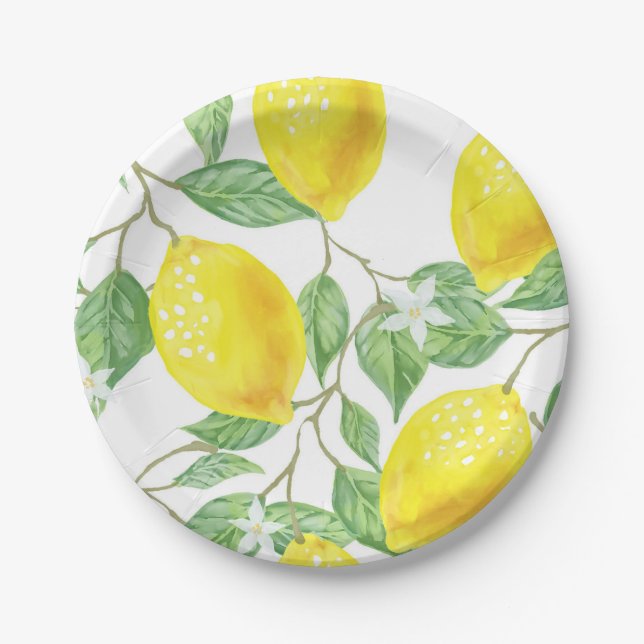 Assiette en papier Citron et Feuilles Fête Citronn (Devant)
