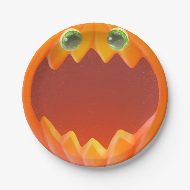Assiette en papier citrouille pour fête d'Hallowee (Devant)