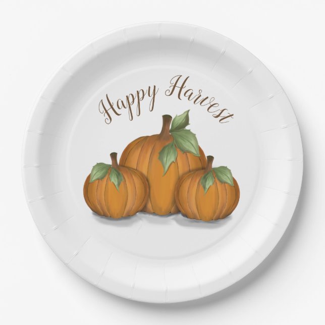 Assiette en papier citrouilles peintes (Devant)