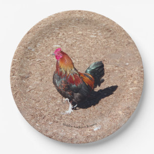Assiette en papier Coq Cockerel doré