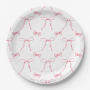 Assiette en papier Coquette Anniversaire Ruban Ros