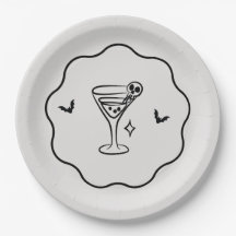 Assiette en papier crâne de Martini Halloween