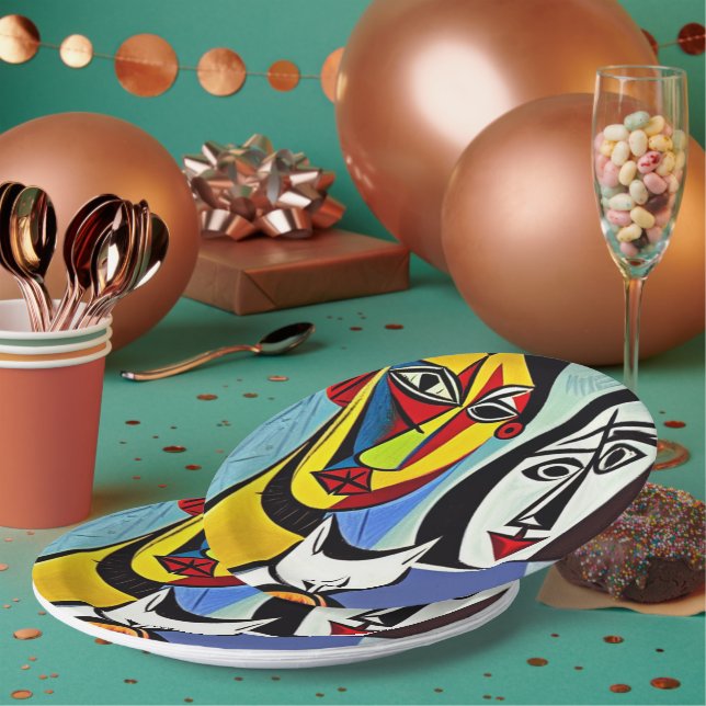 Assiette en papier d'art abstrait (Multi)