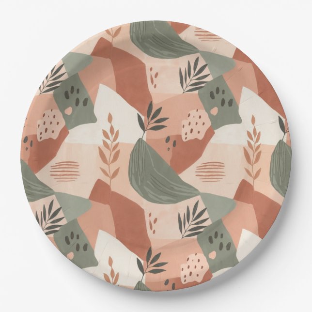 Assiette en papier de design abstrait moderne chau (Devant)