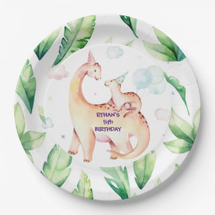 Assiette en papier de dinosaure personnalisée