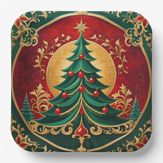 Assiette en Papier de Fête de l'Arbre de Noël (Recto)