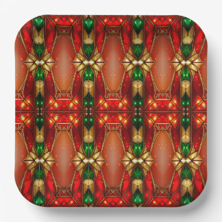 Assiette en papier de fête ornée de verre coloré