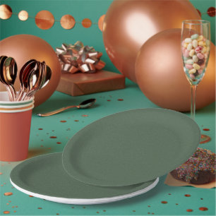 Assiette en papier de fête ronde verte texturée de