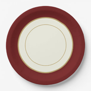 Assiette en papier de fête style porcelaine bordée