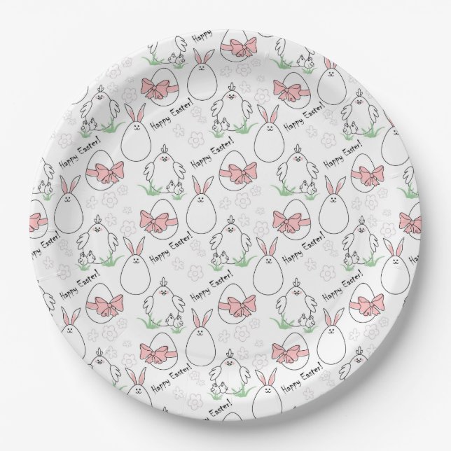 Assiette en papier de Pâques Bunny & Chick (Devant)