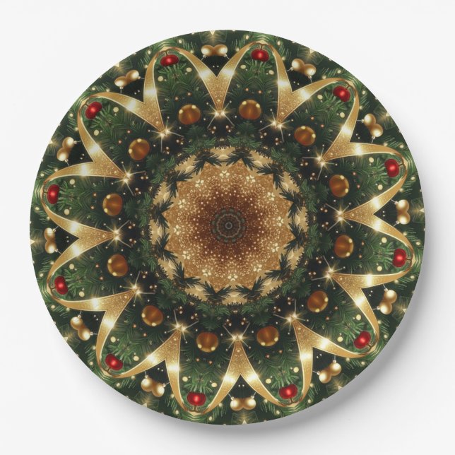 Assiette en papier décorative de Noël pour les fêt (Devant)