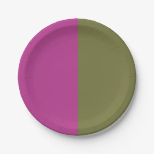 Assiette en papier décorative moitié magenta moit